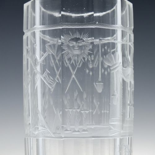 VICTORIAN MASONIC ENGRAVED GLASS TUMBLER C1860 - ADDITIONAL PHOTO 7