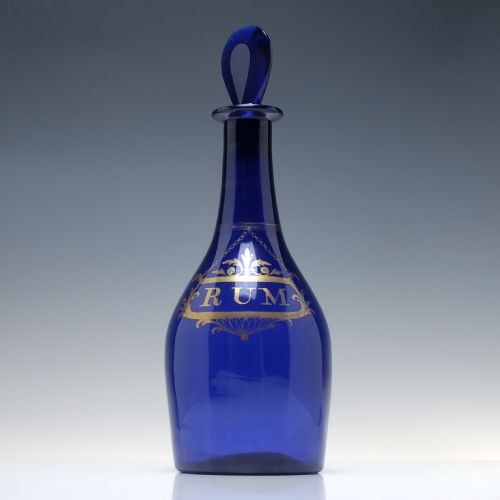 LARGE BRISTOL BLUE GILDED RUM DECANTER C1800 - ADDITIONAL PHOTO 2