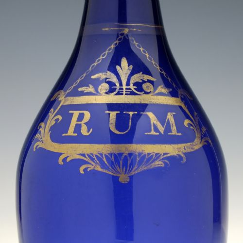 LARGE BRISTOL BLUE GILDED RUM DECANTER C1800 - ADDITIONAL PHOTO 4
