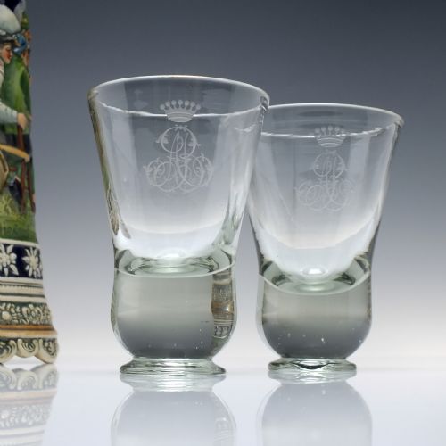 pair of 19th century engraved german glass ale beakers c1870 - CATEGORY: ANTIQUE GLASS - DATED 1870