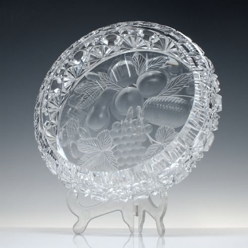 LARGE AMERICAN BRILLIANT CRYSTAL FRUIT BOWL POSSIBLY BY TUTHILL - ADDITIONAL PHOTO 2