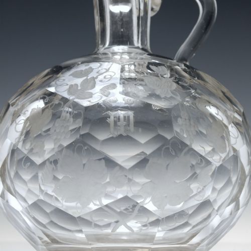 VICTORIAN FACET CUT ENGRAVED WHISKY FLAGON DECANTER C1860 - ADDITIONAL PHOTO 2