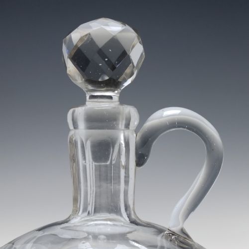 VICTORIAN FACET CUT ENGRAVED WHISKY FLAGON DECANTER C1860 - ADDITIONAL PHOTO 3