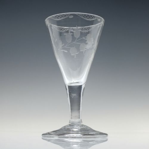 ENGRAVED 18TH CENTURY JACOBITE SYMPATHY WINE GLASS C1740 - ADDITIONAL PHOTO 1