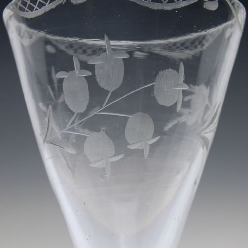 ENGRAVED 18TH CENTURY JACOBITE SYMPATHY WINE GLASS C1740 - ADDITIONAL PHOTO 2