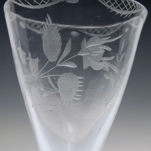 ENGRAVED 18TH CENTURY JACOBITE SYMPATHY WINE GLASS C1740 - ADDITIONAL PHOTO 3