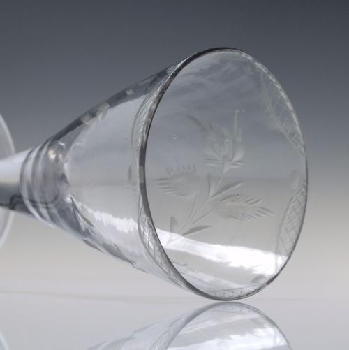 ENGRAVED 18TH CENTURY JACOBITE SYMPATHY WINE GLASS C1740 - ADDITIONAL PHOTO 5