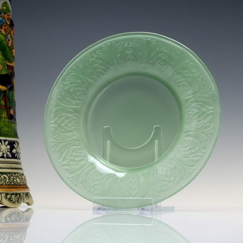 SIX WHEATSHEAF VASELINE GLASS PLATES C1920 - ADDITIONAL PHOTO 1
