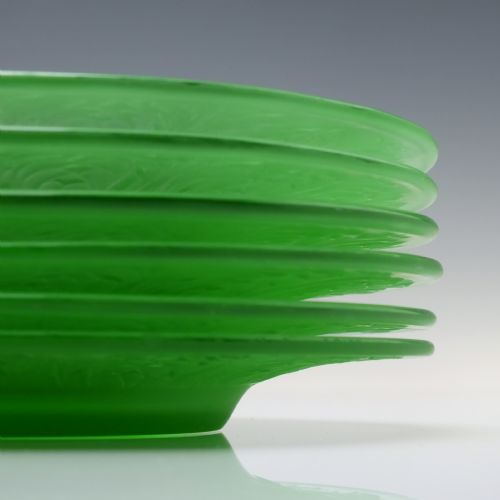 SIX WHEATSHEAF VASELINE GLASS PLATES C1920 - ADDITIONAL PHOTO 2