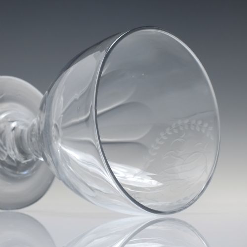 PAIR ANTIQUE ENGRAVED PETAL MOULDED GLASS RUMMERS C1840 - ADDITIONAL PHOTO 5