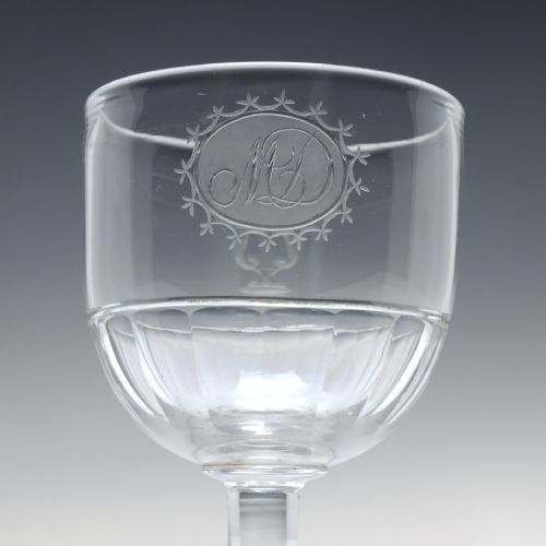 GEORGIAN LYRE HARP ENGRAVED PORT GLASS C1820 - ADDITIONAL PHOTO 2