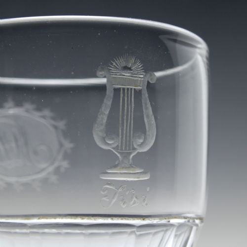 GEORGIAN LYRE HARP ENGRAVED PORT GLASS C1820 - ADDITIONAL PHOTO 4