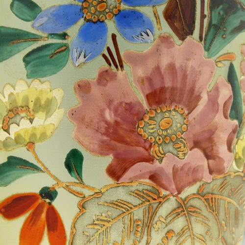 LARGE PAIR OF ENAMELLED 19TH CENTURY GLASS VASES C1870 - ADDITIONAL PHOTO 3