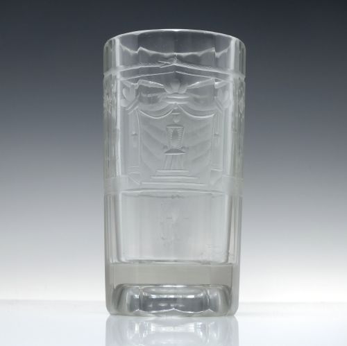 19TH CENTURY ANTIQUE MASONIC ENGRAVED GLASS TUMBLER C1860 - ADDITIONAL PHOTO 1