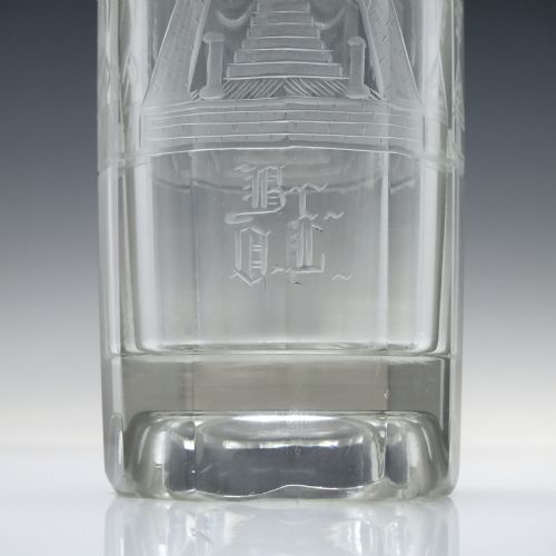 19TH CENTURY ANTIQUE MASONIC ENGRAVED GLASS TUMBLER C1860 - ADDITIONAL PHOTO 3