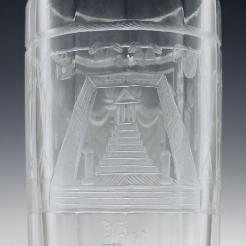 19TH CENTURY ANTIQUE MASONIC ENGRAVED GLASS TUMBLER C1860 - ADDITIONAL PHOTO 4