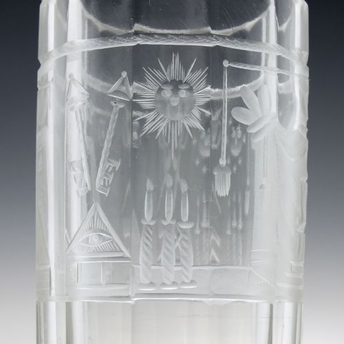 19TH CENTURY ANTIQUE MASONIC ENGRAVED GLASS TUMBLER C1860 - ADDITIONAL PHOTO 6