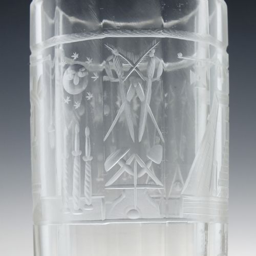 19TH CENTURY ANTIQUE MASONIC ENGRAVED GLASS TUMBLER C1860 - ADDITIONAL PHOTO 9