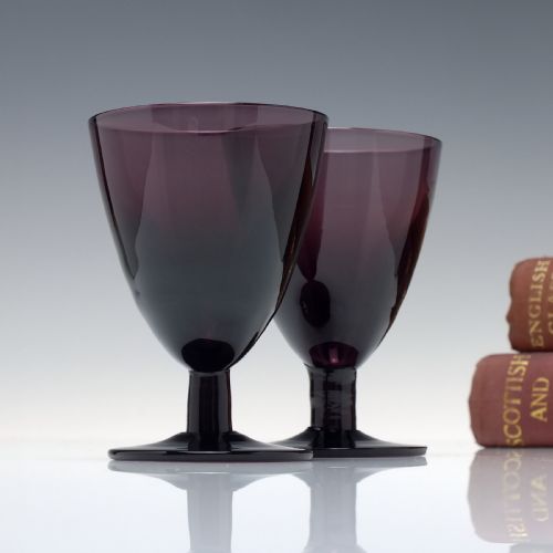 pair or victorian amethyst port glass c1900 - CATEGORY: ANTIQUE GLASS - DATED VICTORIAN