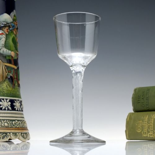 rare ogee bowl georgian double series air twist wine glass c1750 - CATEGORY: ANTIQUE GLASS - DATED GEORGIAN