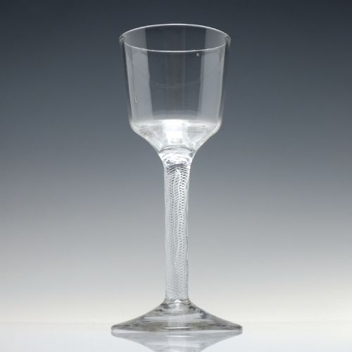 RARE OGEE BOWL GEORGIAN DOUBLE SERIES AIR TWIST WINE GLASS C1750 - ADDITIONAL PHOTO 1