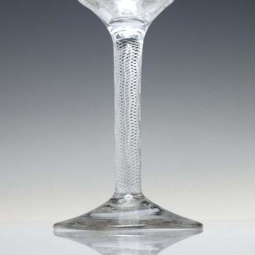 RARE OGEE BOWL GEORGIAN DOUBLE SERIES AIR TWIST WINE GLASS C1750 - ADDITIONAL PHOTO 2