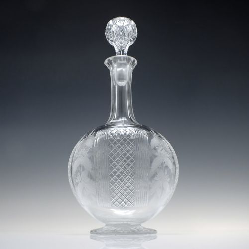 PAIR OF CUT AND ENGRAVED VICTORIAN WINE DECANTERS C1880 - ADDITIONAL PHOTO 2
