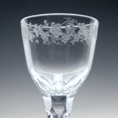 GEORGIAN ENGRAVED FACET CUT WINE GLASS C1780 - ADDITIONAL PHOTO 2