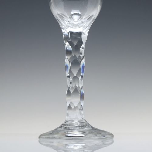 GEORGIAN ENGRAVED FACET CUT WINE GLASS C1780 - ADDITIONAL PHOTO 5