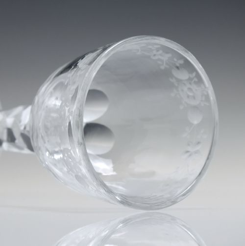 GEORGIAN ENGRAVED FACET CUT WINE GLASS C1780 - ADDITIONAL PHOTO 8
