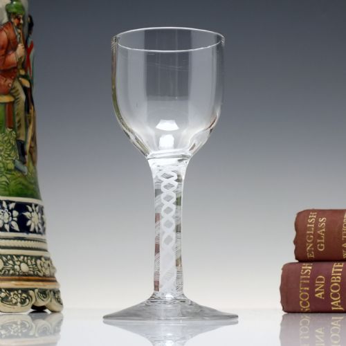 georgian double series opaque twist wine glass c1760 - CATEGORY: ANTIQUE GLASS - DATED GEORGIAN