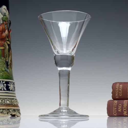 georgian thistle bowl plain stem wine glass c1740 - CATEGORY: ANTIQUE GLASS - DATED GEORGIAN