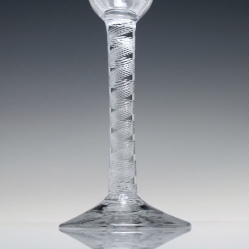 GEORGIAN ENGRAVED AIR TWIST WINE GLASS C1750 - ADDITIONAL PHOTO 4