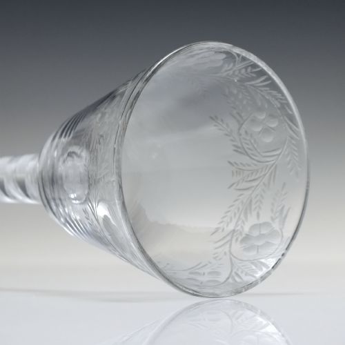 GEORGIAN ENGRAVED AIR TWIST WINE GLASS C1750 - ADDITIONAL PHOTO 6