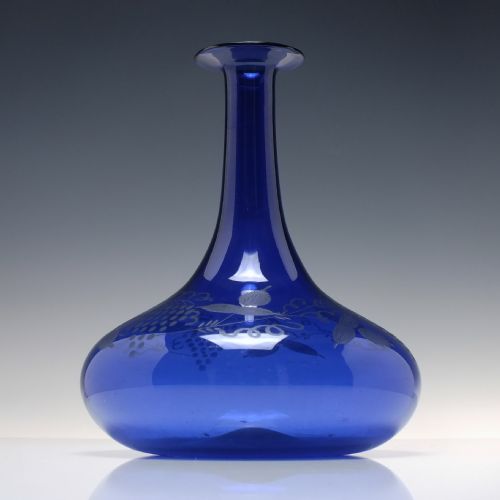 georgian engraved bristol blue glass mell decanter c1830 - CATEGORY: ANTIQUE GLASS - DATED GEORGIAN