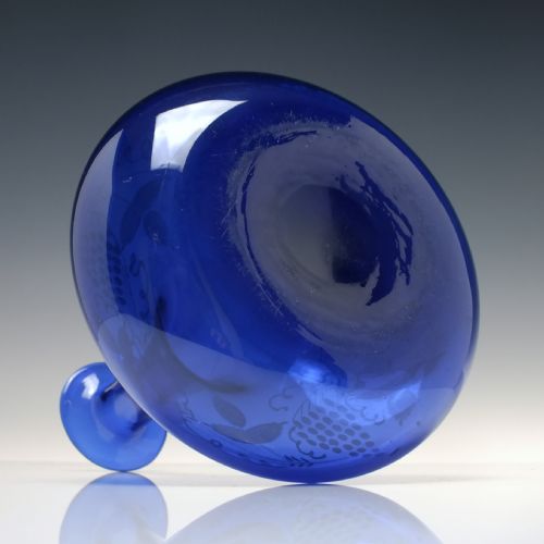 GEORGIAN ENGRAVED BRISTOL BLUE GLASS MELL DECANTER C1830 - ADDITIONAL PHOTO 4