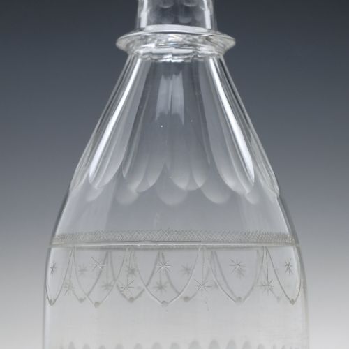 PAIR 18TH CENTURY ENGRAVED TAPER GLASS DECANTERS C1780 - ADDITIONAL PHOTO 3