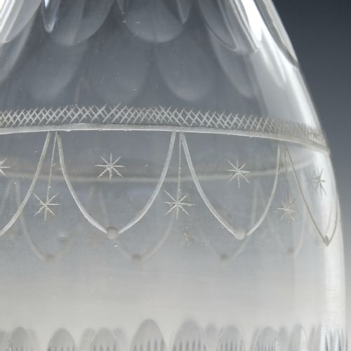 PAIR 18TH CENTURY ENGRAVED TAPER GLASS DECANTERS C1780 - ADDITIONAL PHOTO 4