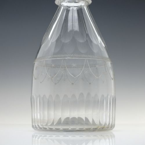 PAIR 18TH CENTURY ENGRAVED TAPER GLASS DECANTERS C1780 - ADDITIONAL PHOTO 5
