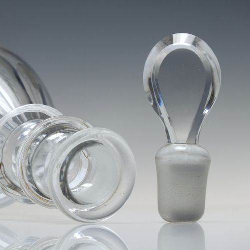PAIR 18TH CENTURY ENGRAVED TAPER GLASS DECANTERS C1780 - ADDITIONAL PHOTO 6