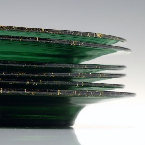 SIX ANTIQUE ITALIAN SALVIATI GREEN GLASS PLATES C1900 - ADDITIONAL PHOTO 2