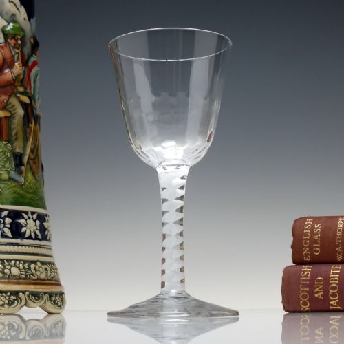 18th century single series opaque twist wine glass c1760 - CATEGORY: ANTIQUE GLASS - DATED GEORGIAN