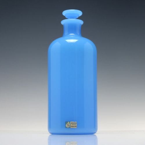 lindshammar swedish opaline blue glass bottle by gunnar ander c1960 - CATEGORY: ANTIQUE GLASS - DATED 1960