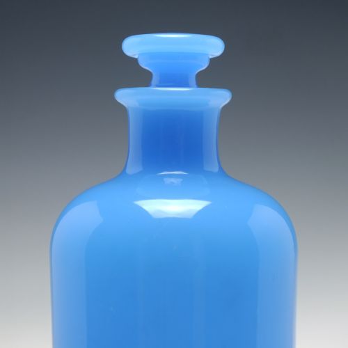 LINDSHAMMAR SWEDISH OPALINE BLUE GLASS BOTTLE BY GUNNAR ANDER C1960 - ADDITIONAL PHOTO 2