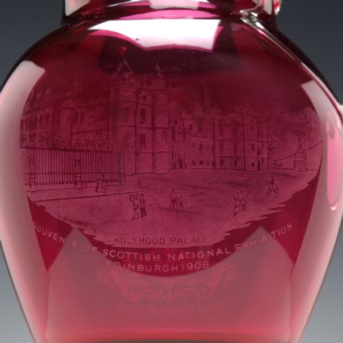 ANTIQUE SCOTTISH NATIONAL EXHIBITION CRANBERRY GLASS JUG C1908 - ADDITIONAL PHOTO 4