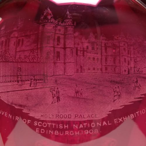 ANTIQUE SCOTTISH NATIONAL EXHIBITION CRANBERRY GLASS JUG C1908 - ADDITIONAL PHOTO 5