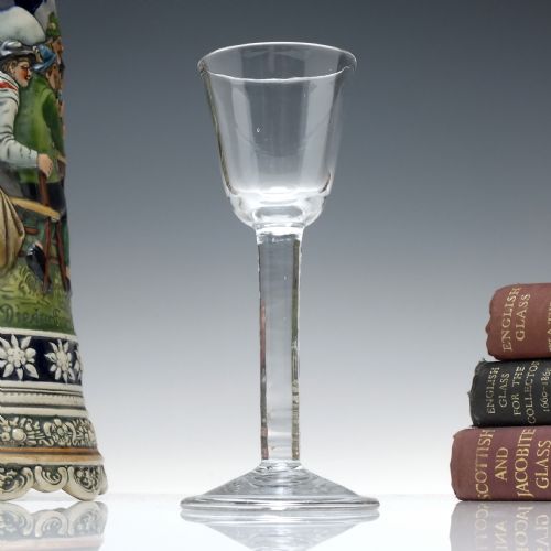 round funnel bowl plain stem wine glass c1745 - CATEGORY: ANTIQUE GLASS - DATED GEORGIAN