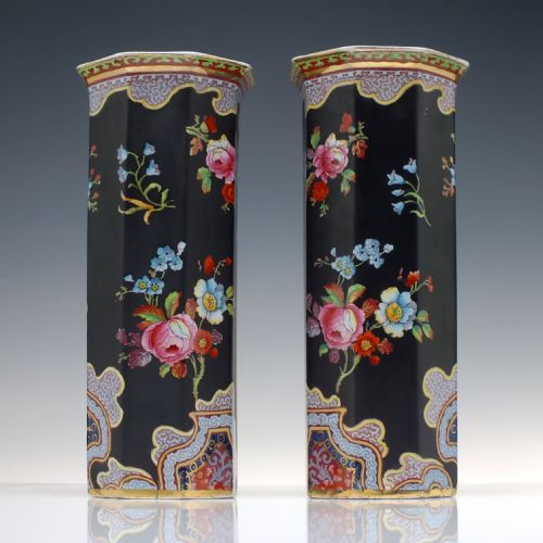 PAIR ANTIQUE LASOL WARE PORCELAIN VASES C1920 - ADDITIONAL PHOTO 3
