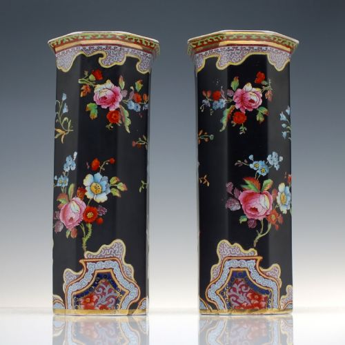 PAIR ANTIQUE LASOL WARE PORCELAIN VASES C1920 - ADDITIONAL PHOTO 4