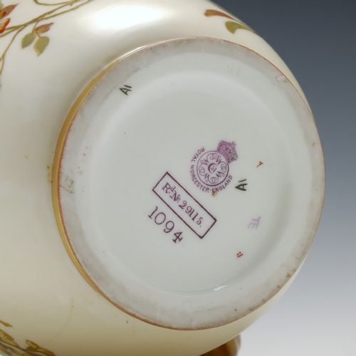 VICTORIAN ROYAL WORCESTER BLUSH FLAT BACK JUG C1891 - ADDITIONAL PHOTO 10